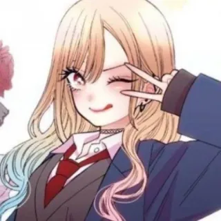 ✌ Marin Kitagawa My Dress-Up Darling Anime, Carino, Ragazza, Segno di pace, Marin Kitagawa, My Dress-Up Darling telegram sticker