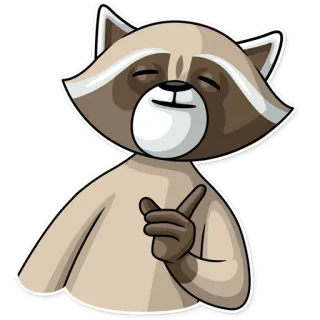☝ szop pracz, słodki, zwierzę, kreskówka, naklejka, śmieszne, ssak telegram sticker
