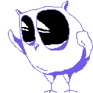 👺 burung hantu, pixel art, kartun, melambai, burung, imut telegram sticker