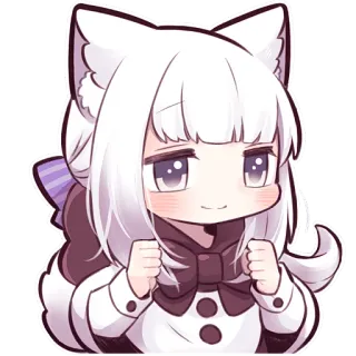 ✊ Аниме, Чиби, Девушка-кошка, Милый, Каваий, Манга, Мультфильм telegram sticker