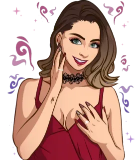 😁 mujer, retrato, gargantilla, vestido, belleza, glamour telegram sticker
