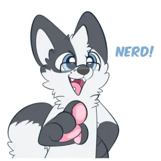 👓 NERD! キツネ, 動物, 漫画, オタク, 指差し telegram sticker