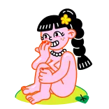 😂 cartone animato, personaggio, ragazza, illustrazione, fiore, carino telegram sticker