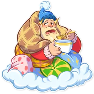😷 sick, elf, winter, ill, blanket, bedridden, cold, soup telegram sticker