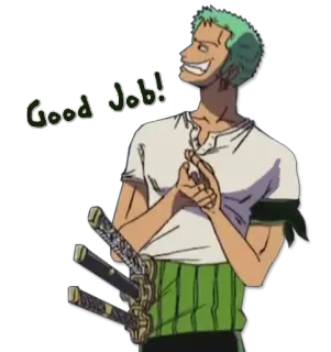 😈 Zoro One Piece Good Job! anime, one piece, zoro, good job, swords telegram sticker