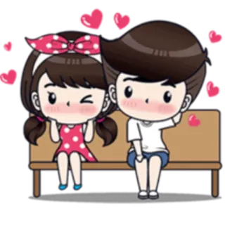 😍 커플, 사랑, 만화, 하트, 로맨틱, 귀여운, 관계 whatsapp sticker