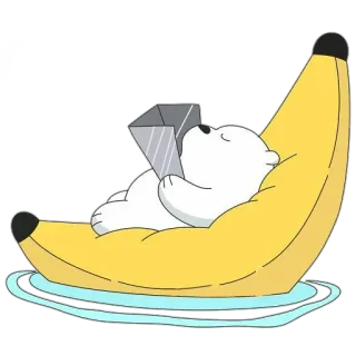 😴 Ice Bear We Bare Bears bear, banana, chill, ice bear, cartoon telegram sticker