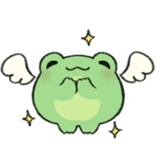 🐸 katak, sayap, imut, kartun, stiker, kawaii telegram sticker