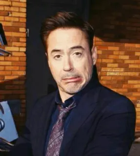 😕 Tony Stark Iron Man 로버트 다우니 주니어, 배우, 아이언맨, 마블, 토니 스타크, 유명인 telegram sticker