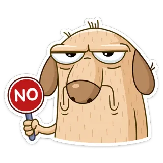😂 NO no, rifiuto, cane, cartone animato, segno, stop whatsapp sticker