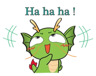 😂 Ha ha ha ! naga, kartun, tertawa, imut, hijau, bahagia telegram sticker