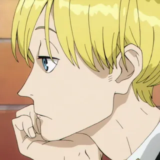 🥂 Anime, Con trai, Tóc vàng, Suy nghĩ, Hồ sơ telegram sticker