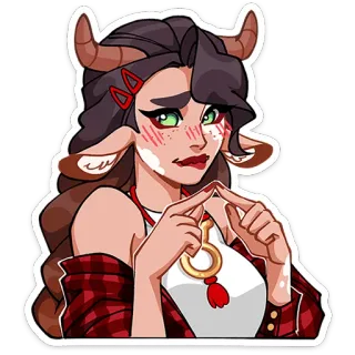 ⭐ мультик, женщина, рога, фэнтези, телец, зодиак, антропоморфный telegram sticker