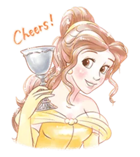 🍷 Belle Beauty and the Beast Cheers! disney, prinzessin, prost, feier, toast, party whatsapp sticker
