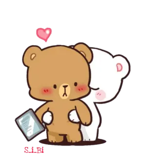 👩‍❤️‍💋‍👨 凡人很 熊, 可爱, 亲吻, 爱, 心 telegram sticker