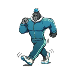 👟 gorilla, ape, walking, cartoon, tracksuit whatsapp sticker
