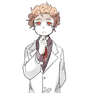 ✂️ Anime, Laborkittel, Wissenschaftlich, Traurig, Mann telegram sticker