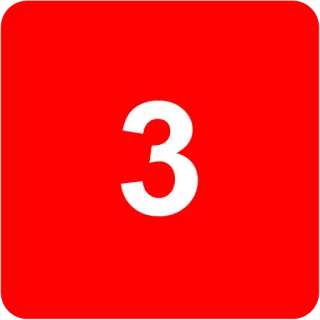 🟥 number, three, red, circle telegram sticker