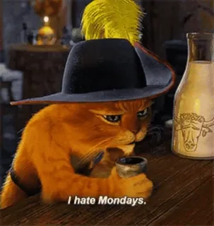 🤨 I hate Mondays. кот, ненавижу понедельники, понедельник, смешной, мем telegram sticker
