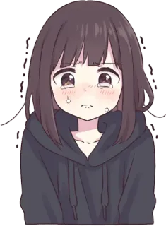 😳 Аниме, Девушка, Плачет, Грустно, Мультфильм, Эмоциональный telegram sticker