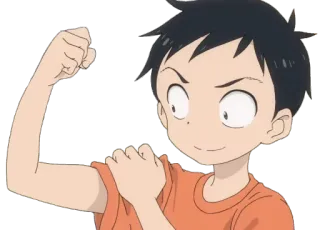 💪 Anime, Mangá, Desenho animado, Feliz, Menino, Sorrindo telegram sticker