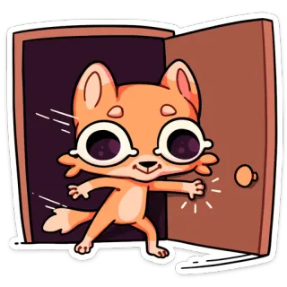 😳 chat, porte, dessin animé, animal, entrée, mignon telegram sticker