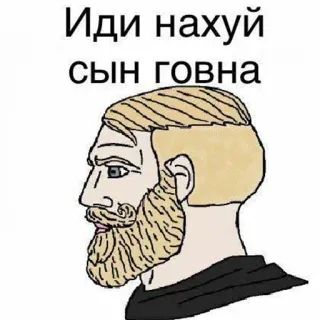 🖕 Иди нахуй
сын говна insult, profanity, meme, chad, offensive telegram sticker