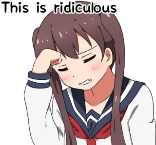 😔 This is ridiculous anime, girl, frustrated, annoyed, exasperated, headache telegram sticker