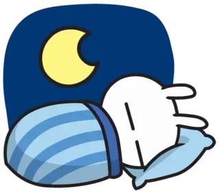 😴 sen, noc, księżyc, kreskówka, królik telegram sticker
