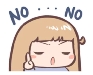 👎 NO NO Não, Rejeição, Desenho animado, Garota, Proibição, Desaprovação, Negativo telegram sticker