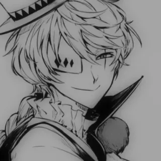 🎭 Anime, Manga, Charakter, Porträt, Hut, Monochrom telegram sticker