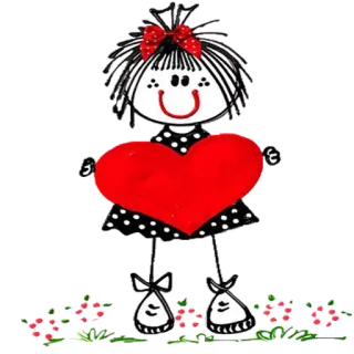 ❤ girl, heart, love, cartoon, cute, childlike telegram sticker