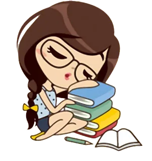 💤 chica, libros, leyendo, estudiando, estudiante, dibujos animados whatsapp sticker