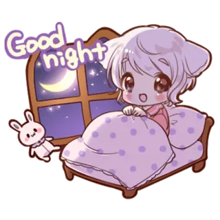 💤 Good night gute Nacht, Anime, Cartoon, Bett, schläfrig, Mond, süß, kawaii telegram sticker