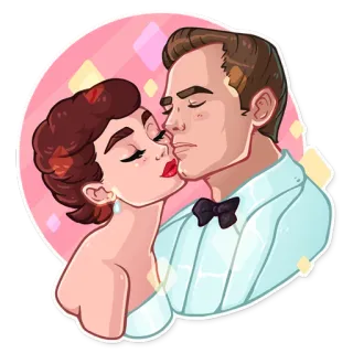 💏 beijo, amor, casal, romance, desenho animado, afeição whatsapp sticker