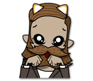 😃 Sticker, Cartoon, Katzenohren, Schnurrbart, süß, kawaii telegram sticker