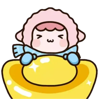 💰 漫画, キャラクター, かわいい, 羊, 冬, マフラー, 帽子, ゴールド telegram sticker
