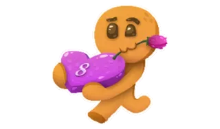 💖 8 gingerkoekmannetje, hart, nummer 8, bloem, liefde, schattig telegram sticker
