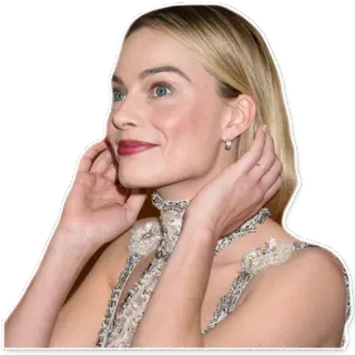😇 Margot Robbie actrice, cheveux blonds, portrait, célébrité whatsapp sticker