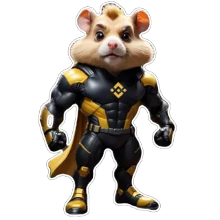 🦸‍♂️ hamster, superhero, crypto, binance, cartoon, mascot telegram sticker