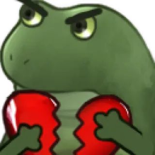 😁 カエル, 失恋, 悲しい, 漫画, 緑 telegram sticker