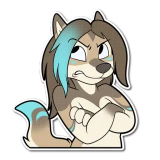 😒 Furry, Antropomórfico, Lobo, Desenho animado, Sticker, Personagem, Ilustração, Irritado telegram sticker