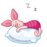 😴 Piglet porcelet, winnie l'ourson, dessin animé, mignon, oreiller, sommeil telegram sticker