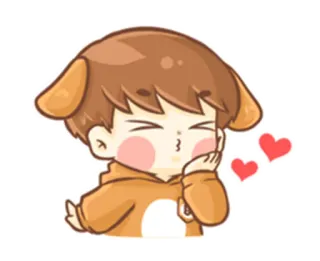 😘 anime, cartoon, cute, dog, hearts, boy, whimsical, love telegram sticker
