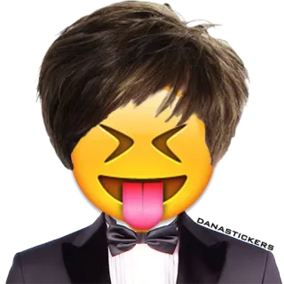 😝 Эмодзи, Лицо, Смокинг, Галстук-бабочка, Язык, Выражение telegram sticker