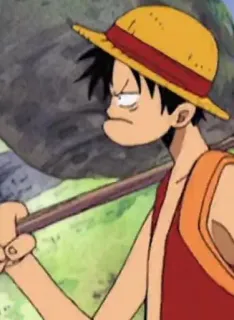 😒 Monkey D. Luffy One Piece Anime, One Piece, Monkey D. Luffy, Strohhut, Cartoon telegram sticker