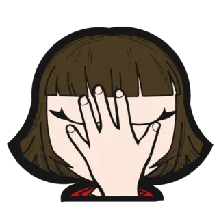 🤦‍♀ Sticker, Mädchen, Gesicht verbergen, Scham, Brünette, Cartoon whatsapp sticker