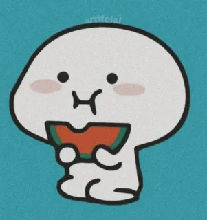 ⛅ artificia/ cartoon, cute, watermelon, eating, white, artificia telegram sticker