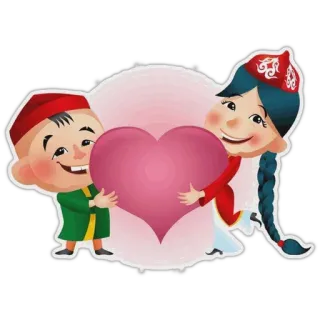 ❤️ 만화, 사랑, 하트, 전통적인, 소년, 소녀 whatsapp sticker