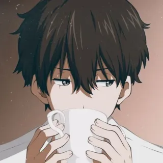 🧊 anime, boy, drinking, cup, casual, portrait telegram sticker